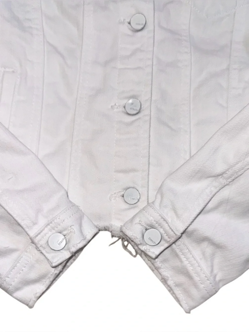 TRACTR boutique white  distress denim jacket girl’s size Large   12  14 16